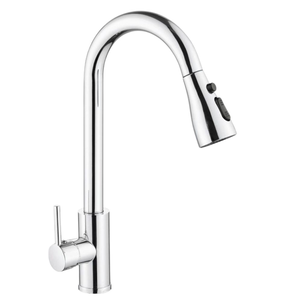 Baterie din inox pentru bucătărie cu furtun extractibil, Aquafix - 15, cromată